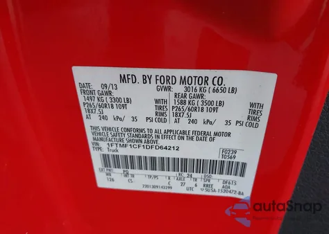 2013 Ford F-150 Stx z USA, uszkodzony, nr VIN 1FTMF1CF1DFD64212